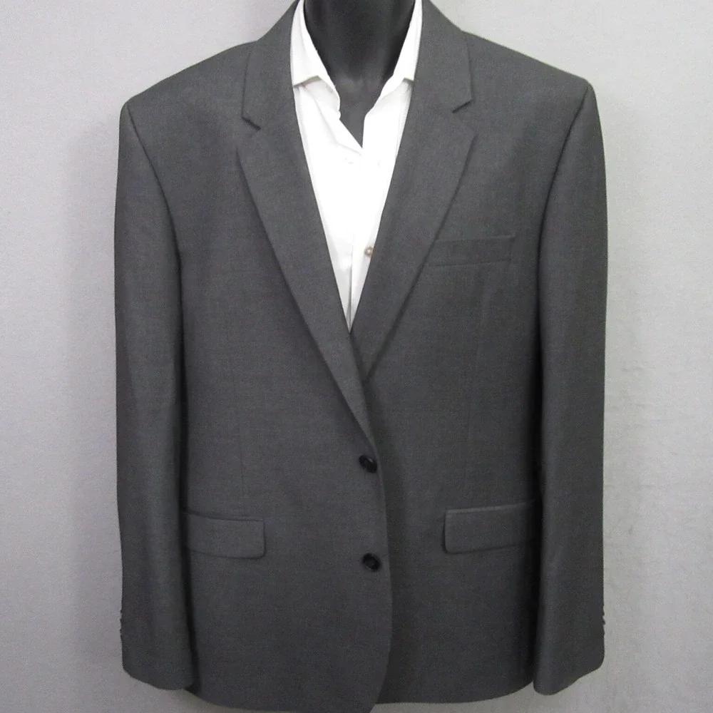 ASOS DESIGN Blazer‎ Mens 44 Grey Two Button Notch Lapel Formal Sport Coat